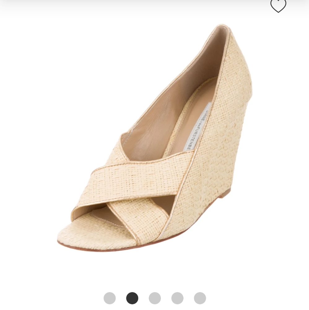 Diane Von Furstenberg Tan weave wedge heels 9